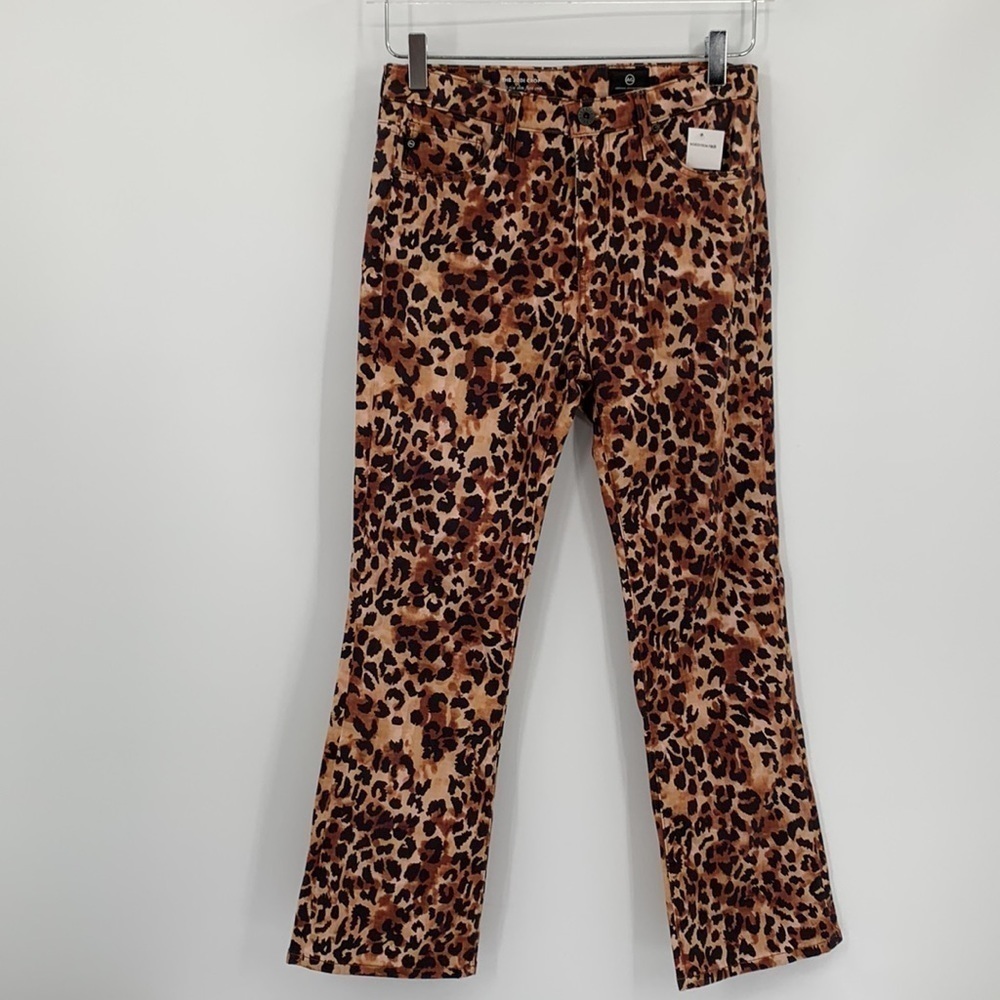 AG Adriano Goldschmeid Jodi high-rise slim flare crop cheetah leopard new 26